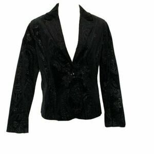 vintage windridge Cheryl Nash Floral textured Black Jacket Sz L